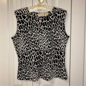 Christie & Jill 90s Black and White Animal Print Sleeveless Top